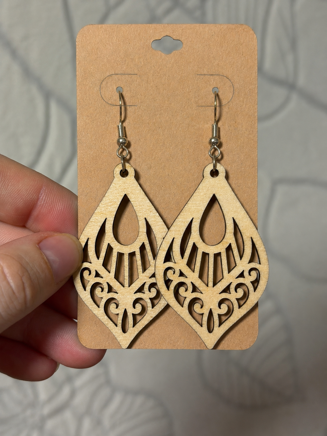 Boho Mandala Wooden Earrings – 925 Silver | Lightweight & Natural