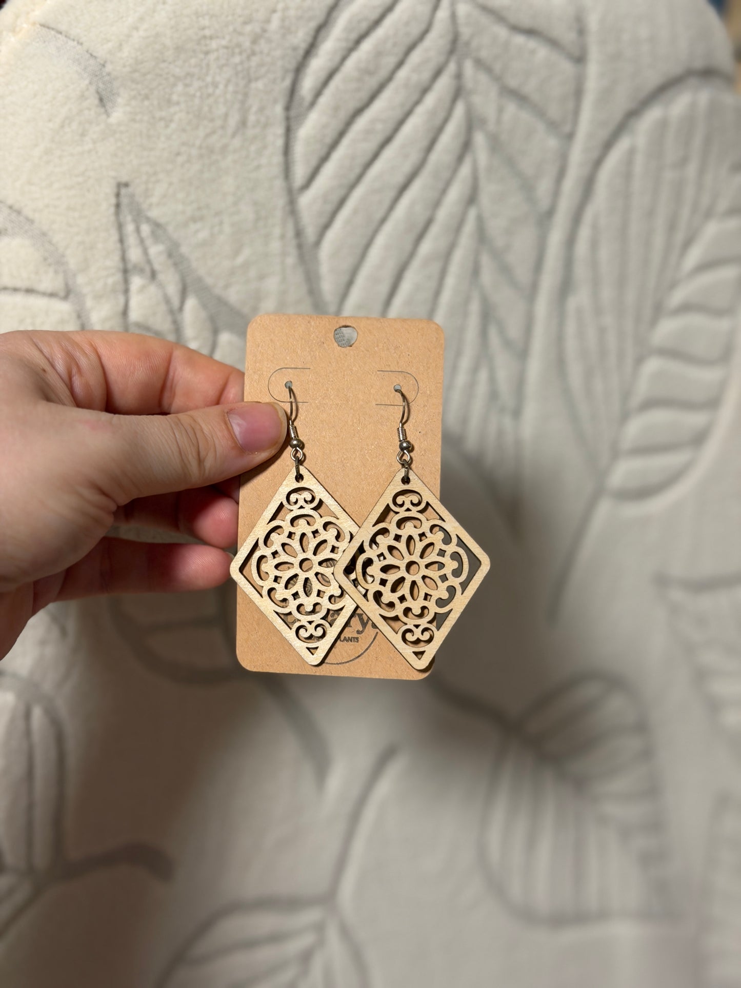 Boho Mandala Wooden Earrings – 925 Silver | Lightweight & Natural