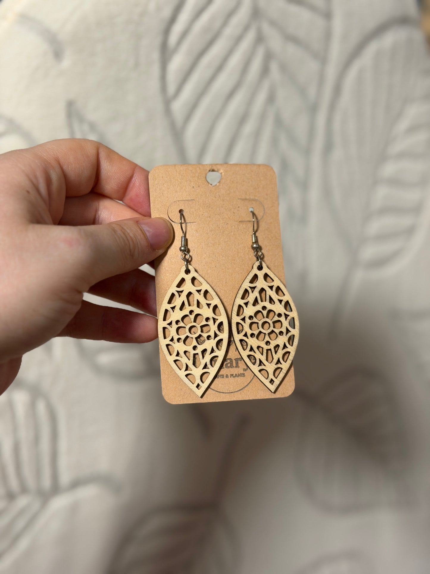 Boho Mandala Wooden Earrings – 925 Silver | Lightweight & Natural