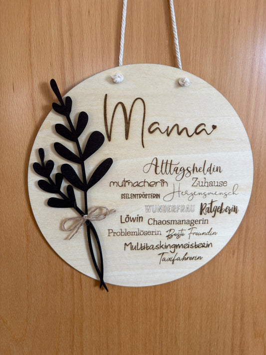 Wooden Sign "Mama" – Mother's Day gift, made of linden wood, 25 cm – handmade